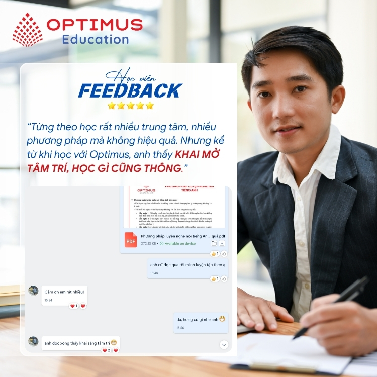 Feedback học viên tiếng Anh cho người đi làm