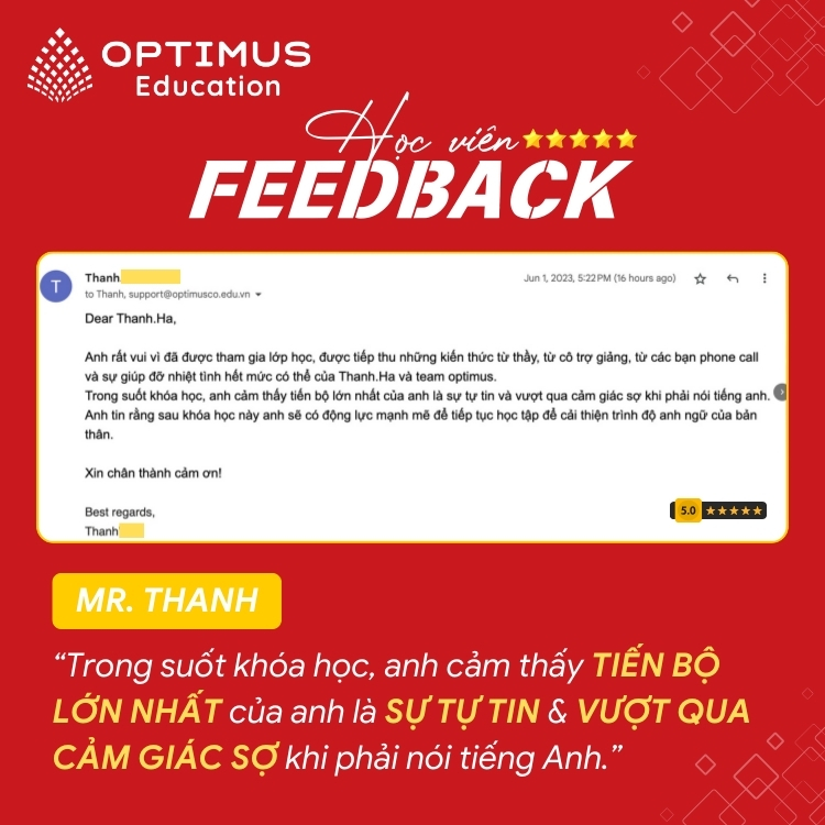 Feedback học viên tiếng Anh cho người đi làm